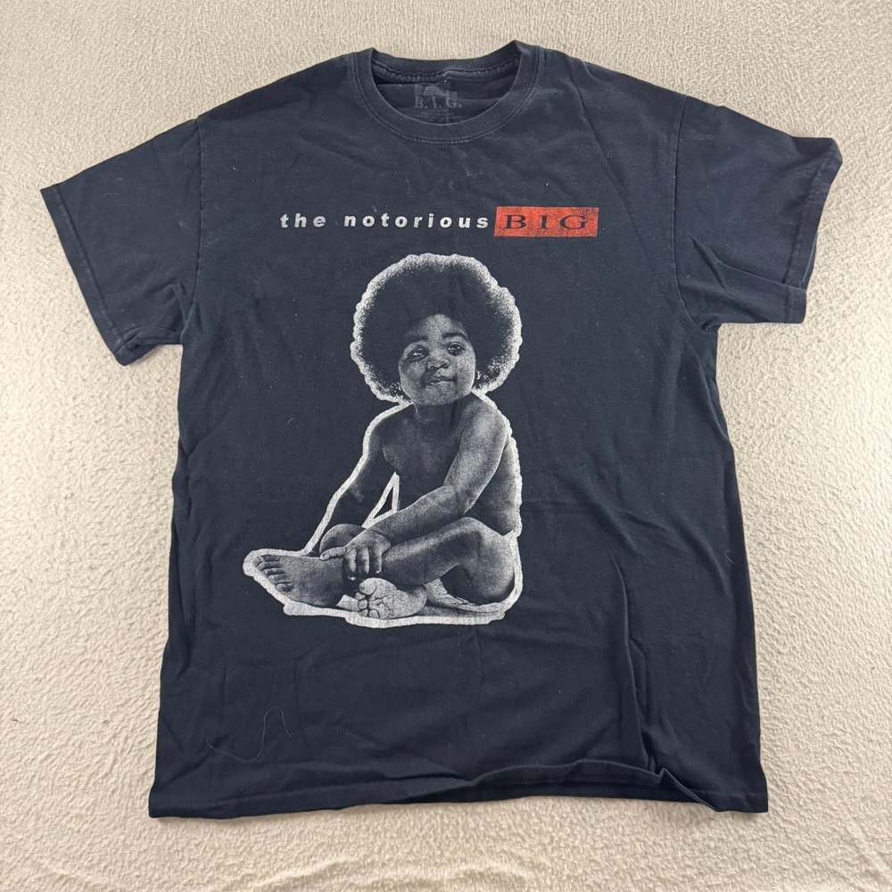 The Notorious B.I.G. T-Shirt Mens Medium Black Baby Afro Graphic Rapper‎ Hip Hop